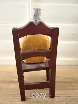 Vintage Hand-Carved Wooden Folk Art Santo Bishop Figure Holding Cross Mexico 9