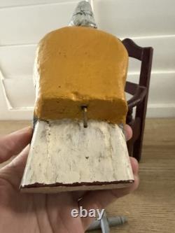 Vintage Hand-Carved Wooden Folk Art Santo Bishop Figure Holding Cross Mexico 9