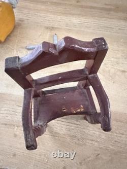 Vintage Hand-Carved Wooden Folk Art Santo Bishop Figure Holding Cross Mexico 9