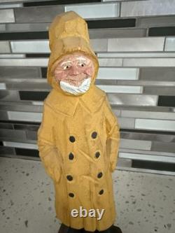 Vintage Hand Carved Wooden Folk Art Sea Captains Sailors Nautical Set of 4