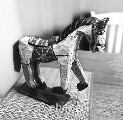 Vintage Hand Carved Wooden Horse With Saddle, 12 Tall Folk Art/Child's Toy