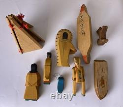 Vintage Hand Carved Wooden Native American Style Folk Art Figures Lot