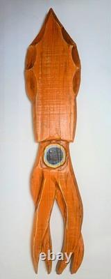 Vintage Hand Carved Wooden Squid Wall Art 39 Nautical Maritime Folk Art Sculptu