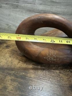 Vintage Hand Carved Wooden Swan Sculpture Folk Art Bird Figurine Decor 16