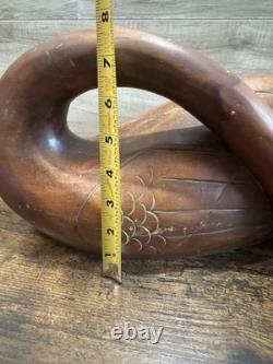Vintage Hand Carved Wooden Swan Sculpture Folk Art Bird Figurine Decor 16