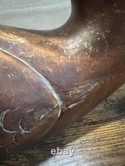 Vintage Hand Carved Wooden Swan Sculpture Folk Art Bird Figurine Decor 16