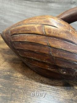 Vintage Hand Carved Wooden Swan Sculpture Folk Art Bird Figurine Decor 16