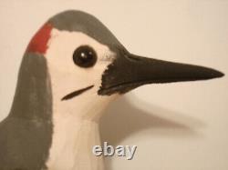 Vintage Hand Carved Woodpecker Art Sculpture Artist Signed Walter T. Powell