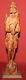 Vintage Hand Carving Wood Statuette Man With Stick And Shield