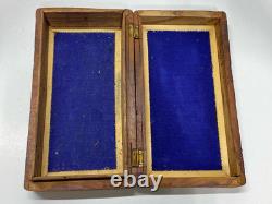 Vintage Handcrafted Wood Sculptures 2 Seated Figures with Inlayed Wood Box