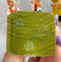 Vintage Henning Norway Hand Carved Wood, 6 Dancers 1970s Folk Art