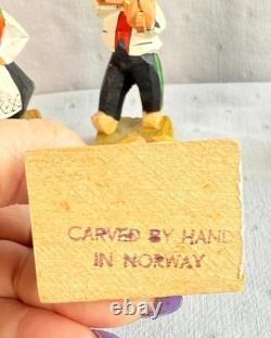Vintage Henning Norway Hand Carved Wood, 6 Dancers 1970s Folk Art