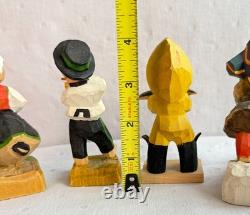 Vintage Henning Norway Hand Carved Wood, 6 Dancers 1970s Folk Art