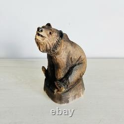 Vintage Henning Norway Hand Carved Wood Grizzley Bear 5x 3 Folk Art Rustic