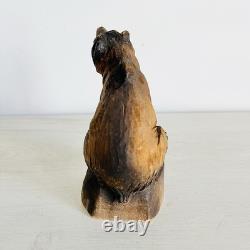 Vintage Henning Norway Hand Carved Wood Grizzley Bear 5x 3 Folk Art Rustic