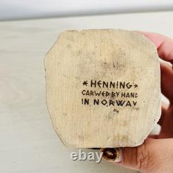 Vintage Henning Norway Hand Carved Wood Grizzley Bear 5x 3 Folk Art Rustic