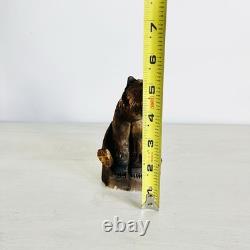 Vintage Henning Norway Hand Carved Wood Grizzley Bear 5x 3 Folk Art Rustic