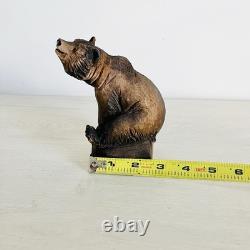 Vintage Henning Norway Hand Carved Wood Grizzley Bear 5x 3 Folk Art Rustic