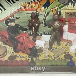 Vintage Homemade Diorama Hand Painted Carved 3D Folk Art Wooden Shadow Box Wood