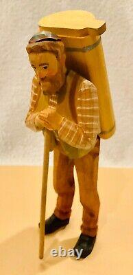 Vintage Huggler Wyss Brienz Switzerland Carved Wood Swiss Man Folk Art 6.25