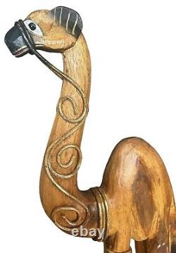 Vintage Indonesian Balinese Folk Art Hand Carved Wood Decorative Camel 16.5