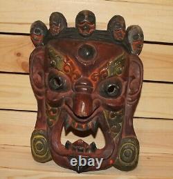 Vintage Indonesian hand carving wood wall hanging tribal mask