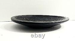 Vintage Inuit Canadian Hand Carved Black Wooden Folk Art Plate