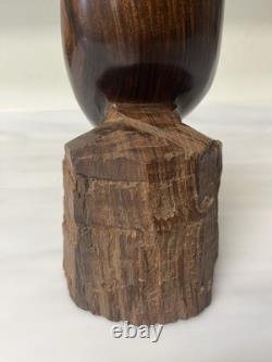 Vintage Iron Wood Hand Carved Folk Art Sculpture Pelican MCM Modernist