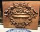 Vintage Italian Carved Wood Plaque Floral Treenware Folkart