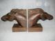 Vintage J Pinal Signed Hand Carved Wooden Horse Head Bookends Mexican Folk Art