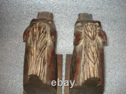 Vintage J Pinal Signed Hand Carved Wooden Horse head Bookends Mexican Folk Art