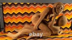 Vintage Jamaican Erotic Wood Sculpture 1970s Handmade Folk Art