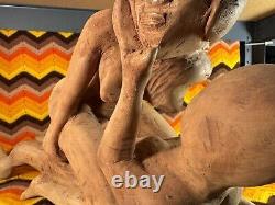 Vintage Jamaican Erotic Wood Sculpture 1970s Handmade Folk Art