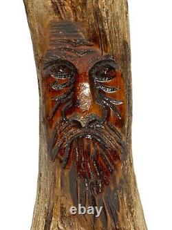 Vintage Junior Cobb Signed Carved Branch Wood Folk Art Figure Tree Spirit Face