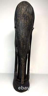 Vintage Kenya African Folk Art Carved Blackwood Tribal Warrior Bust Head 9 1/2