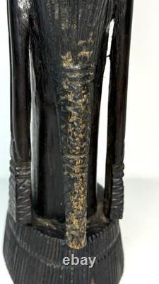 Vintage Kenya African Folk Art Carved Blackwood Tribal Warrior Bust Head 9 1/2