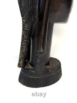 Vintage Kenya African Folk Art Carved Blackwood Tribal Warrior Bust Head 9 1/2