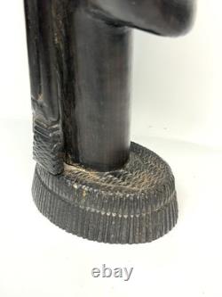 Vintage Kenya African Folk Art Carved Blackwood Tribal Warrior Bust Head 9 1/2