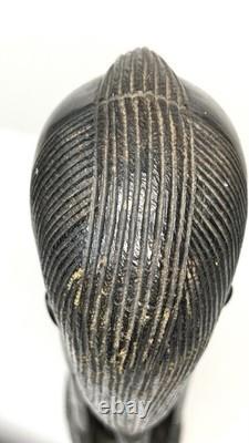 Vintage Kenya African Folk Art Carved Blackwood Tribal Warrior Bust Head 9 1/2