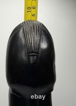 Vintage Kenya African Folk Art Carved Blackwood Tribal Warrior Bust Head 9 1/2
