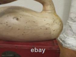 Vintage LARGE wood Folk Art carved goose duck