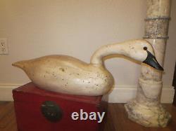 Vintage LARGE wood Folk Art carved goose duck