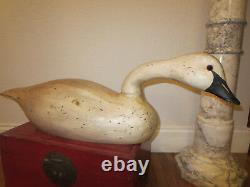 Vintage LARGE wood Folk Art carved goose duck