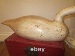 Vintage LARGE wood Folk Art carved goose duck