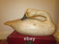 Vintage LARGE wood Folk Art carved goose duck