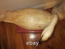 Vintage LARGE wood Folk Art carved goose duck