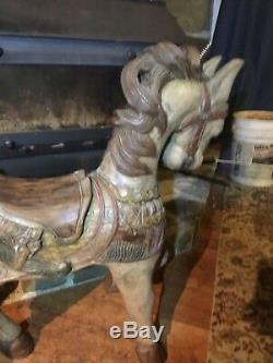 Vintage Large Carved Wooden Roman Chariot Horse. Hand Painted. Folk Art