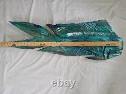 Vintage Large Hand Carved Wooden Mahi Mahi Fish Sculpture Folk Art Nautical 37