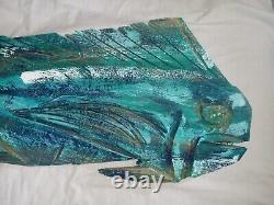 Vintage Large Hand Carved Wooden Mahi Mahi Fish Sculpture Folk Art Nautical 37