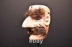 Vintage MASK Mexican Guerrero MAN W LARGE NOSE FOLK ART Ceremonial CARVED Wood